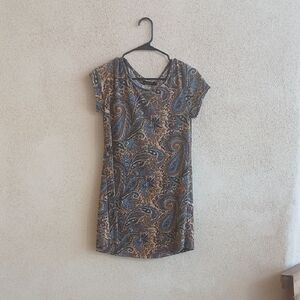 "Make Offer" Reborn Brown Tan V-Neck Cap Sleeve Sheath Dress